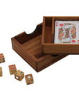 CARD Box | 11 cm | 1 Pack of Cards | 5 Wooden Dice