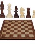TIMELESS (Polish knight) | Chinese Cherry Pieces, 90mm King | Mahogany & Maple chess board | 55mm Squares