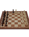 TIMELESS (Polish knight) | Chinese Cherry Pieces, 90mm King | Mahogany & Maple chess board | 55mm Squares