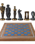 CYCLADIC ART | Solid Brass Chess Pieces | 85mm | Kiaat Solid Wood Chess Board | 44mm Squares