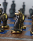 CYCLADIC ART | Solid Brass Chess Pieces | 85mm | Kiaat Solid Wood Chess Board | 44mm Squares