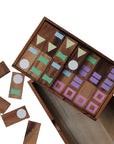DOMINOES with Geometric Shapes | Monkeypod Wood | incl Box