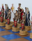 KING ARTHUR | Resin Chess Pieces | 84mm King | Kiaat Solid Wood Chess Board | 44mm Squares