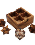 PUZZLE SET of 4 | Snake Cube, Notched Stick, Star Puzzle, Strick
