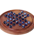 Solid Black Wood Solitaire Game | Glass Marbles