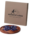 Solid Black Wood Solitaire Game | Glass Marbles