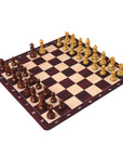 Wood Grain Mousepad Chess Set | Triple Weighted Plastic Chess Pieces