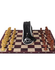 Wood Grain Mousepad Chess Set | Triple Weighted Plastic Chess Pieces