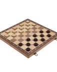 Travel Chess & Checkers Set | Folding | Magnetic | Walnut & Maple | 40cm
