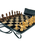 Leather Roll-Up Chess | Wooden Pieces | Travel