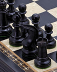 LENINGRAD Wooden Chess Set with Black & Mother of Pearl Beech Board | 50mm