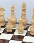 MUGHAL AFTAB Wooden Chess Set with Glossy Walnut Chess Board | 37mm Squares