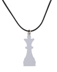 NECKLACE | Chess Themed | Black Faux Leather Cord