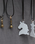 NECKLACE | Chess Themed | Black Faux Leather Cord