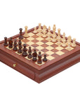 POLISH KNIGHT Chess Set with Maple Mahogany Board with Drawers | 45mm Squares