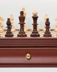 POLISH KNIGHT Chess Set with Maple Mahogany Board with Drawers | 45mm Squares