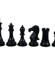 ROYAL KNIGHT | Ebony Chess Pieces | 105mm King Height | Tilia Chess Table with Backgammon | 62mm Squares