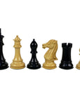 ROYAL KNIGHT | Ebony Chess Pieces | 105mm King Height | Tilia Chess Table with Backgammon | 62mm Squares