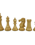ROYAL KNIGHT | Ebony Chess Pieces | 105mm King Height | Tilia Chess Table with Backgammon | 62mm Squares
