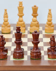 RUSSIAN KNIGHT Acacia Pieces, 85 mm King | Walnut & Maple Board, 45 mm Squares