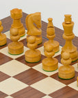 RUSSIAN KNIGHT Acacia Pieces, 85 mm King | Walnut & Maple Board, 45 mm Squares