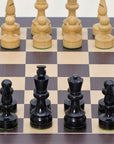RUSSIAN KNIGHT Ebonised Pieces, 85 mm King | Wenge & Maple Board, 45 mm Squares