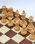 STALLION KNIGHT Wooden Chess Set with Walnut & Mother of Pearl Board | 40mm Squares