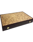 Backgammon | Walnut Burl Inlay | Brown & Oak Points | Handmade | Side Racks | 48 x 30cm | BJJ1