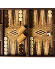 Backgammon | Walnut Burl Inlay | Brown & Oak Points | Handmade | Side Racks | 48 x 30cm | BJJ1