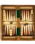 3-in-1 FOLDING TRAVEL SET | Acacia & Boxwood | Chess, Checkers & Backgammon | 30cm | 12"