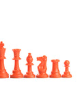 95mm orange coloured plastic chess pieces