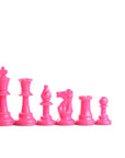 95mm pink coloured plastic chess pieces