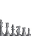 95mm silver coloured plastic chess pieces