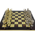 Archers | Metal Chess Set | Gold & Silver | Red Chess Board | 44cm | S10RED