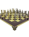 Archers | Metal Chess Set | Gold & Silver | Red Chess Board | 44cm | S10RED
