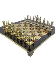 Archers | Metal Chess Set | Gold & Silver | Red Chess Board | 44cm | S10RED
