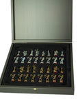 Archers | Metal Chess Pieces | Blue & Bronze | Blue Chess Board | 44cm | S10BBLU