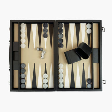 Leatherette Backgammon in case with side racks | 37cm