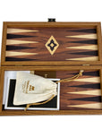 Backgammon | Wooden | Walnut Replica | 30 x 15cm | Black & Oak Points | TXL3KK