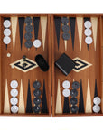 Backgammon | Mahogany Inlay | Black & Oak Points | Handmade | Side Racks | 48 x 30cm | BMM1