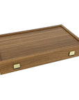 Backgammon | Wooden | Walnut Replica | 38 x 22cm | Black & Oak Points | Side Rack | BXL2KK