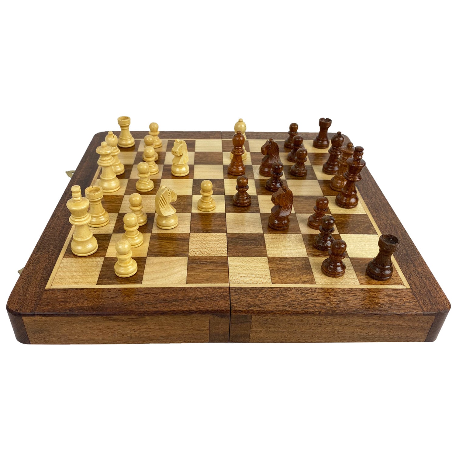StonKraft Handmade Premium wood 18 x 18 cm Chess Set - Wooden Foldable Magnetic Set with Storage StonKraft Handmade Premium wood 18 x 18 cm Chess Set - Wooden Foldable Magnetic Set with Storage