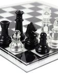 Glass Chess Set, Black & Clear | Large