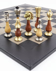 Oriental Solid Brass & Wood Pieces | Leather Board | Large