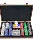 Poker Set | Dark Walnut Case | Californian Burl Veneer Exterior | 300 chips, 2 Packs of Playing Cards | 38.5 x 21.5cm | PVE20.300U