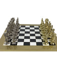 RENAISSANCE | Metal Chess Set | Gold & Silver | Black Chess Board | 36cm | S9BLA