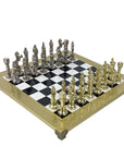RENAISSANCE | Metal Chess Set | Gold & Silver | Black Chess Board | 36cm | S9BLA