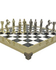RENAISSANCE | Metal Chess Set | Gold & Silver | Black Chess Board | 36cm | S9BLA