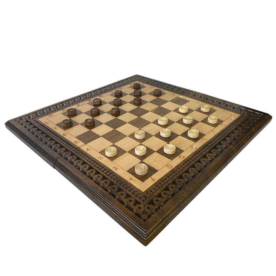 3-in-1 Combo Games | Solid Beech | Folding | Carved