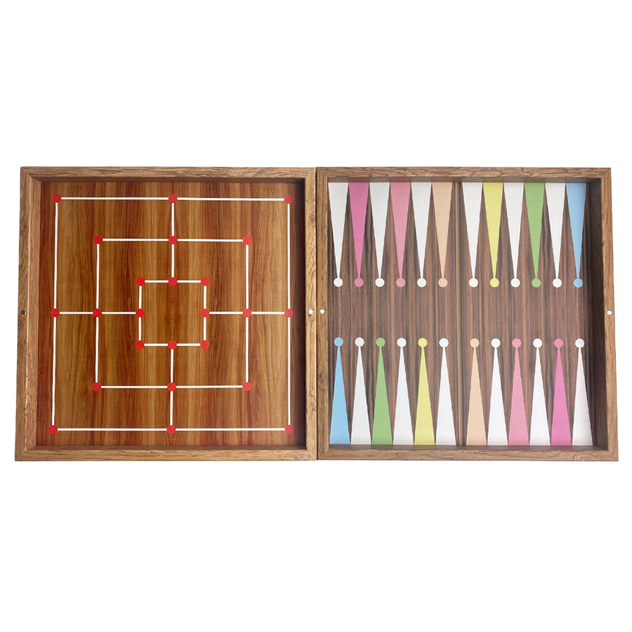 Oak 5-in-1 | backgammon, checkers, chess, nine men's morris, ludo